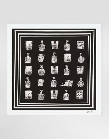 Dolce & Gabbana Silk scarf with liquor print Multicolor GQ260EG0WUE