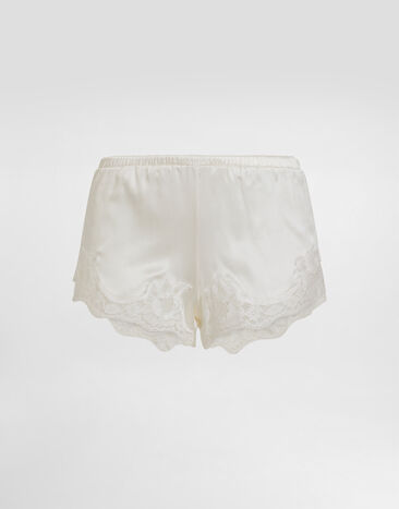 Dolce & Gabbana Panty aus satin mit spitzendetails WEISS O3A02TFUAD8