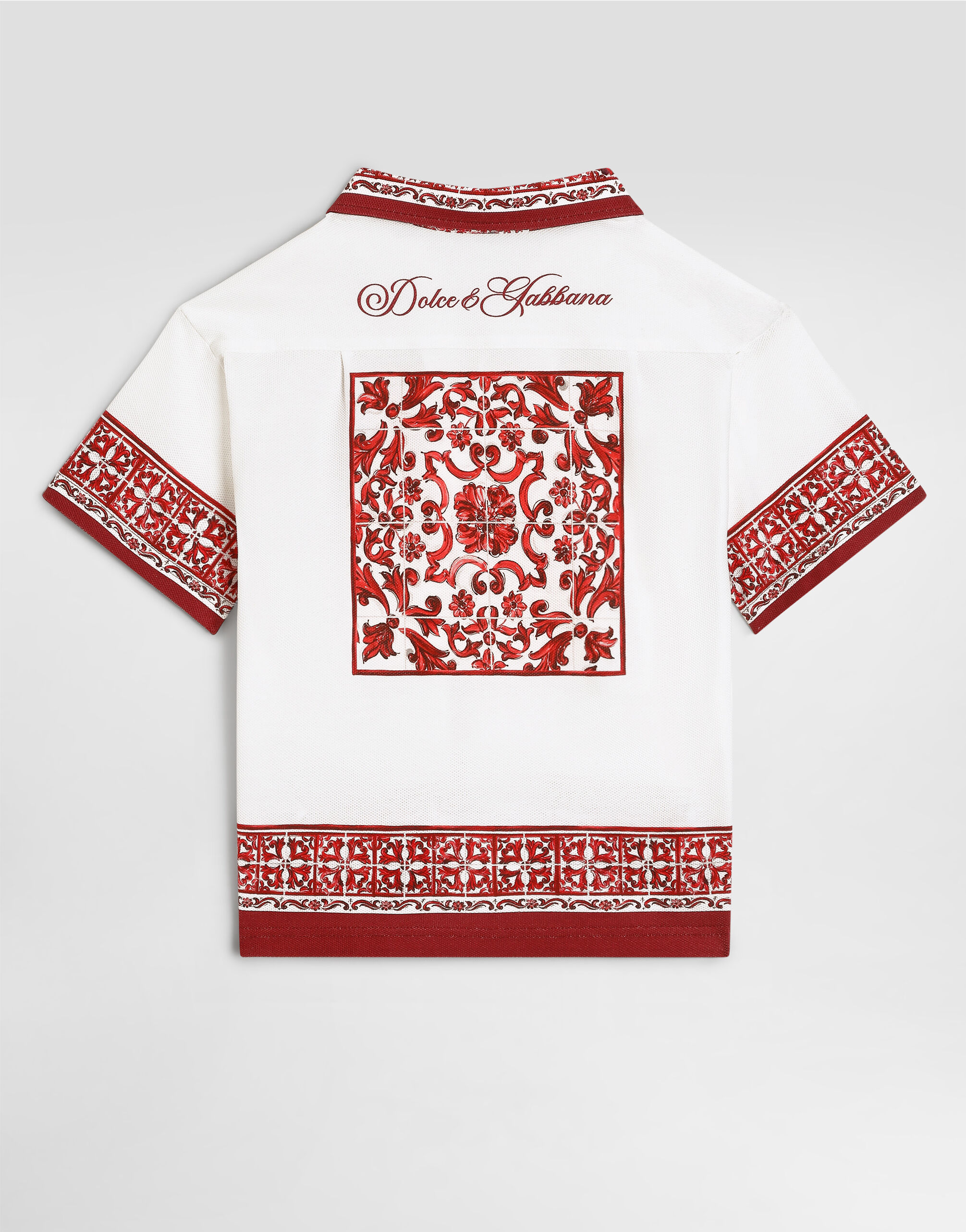 Majolica-print double piqué shirt in Multicolor for Boys