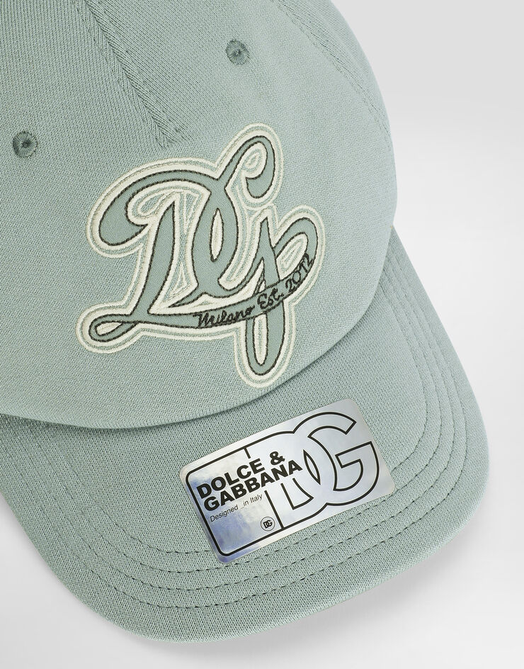 Dolce & Gabbana Fleece baseball hat with DG embroidery Green LB5H71G7PRP