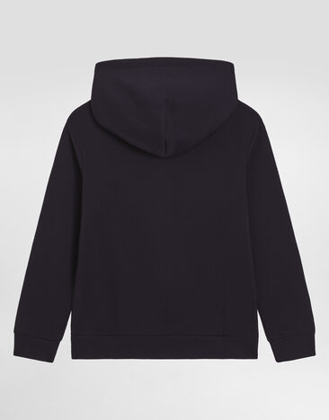 Dolce & Gabbana Zipped hoodie with DG logo plaque Blue L4JW2VG7I2P