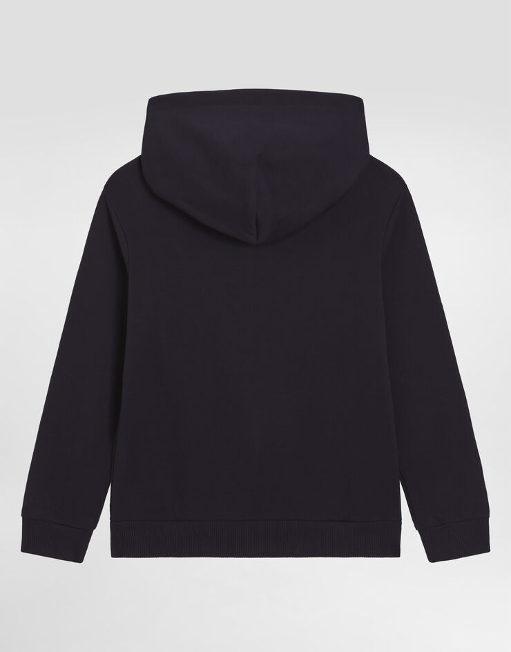 Dolce & Gabbana Sweat-shirt zippé avec capuche et plaquette à logo Bleu L4JW2VG7I2P