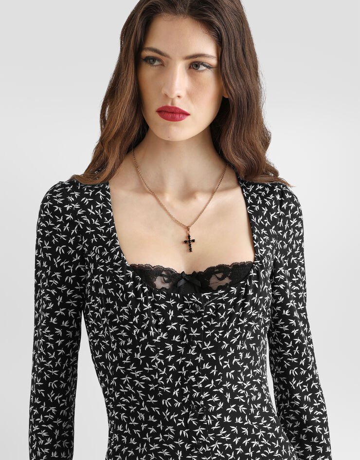 Dolce & Gabbana Leaf-print charmeuse dress Dolce & Gabbana Leaf-print charmeuse dress Multicolor F632XTFSAGK