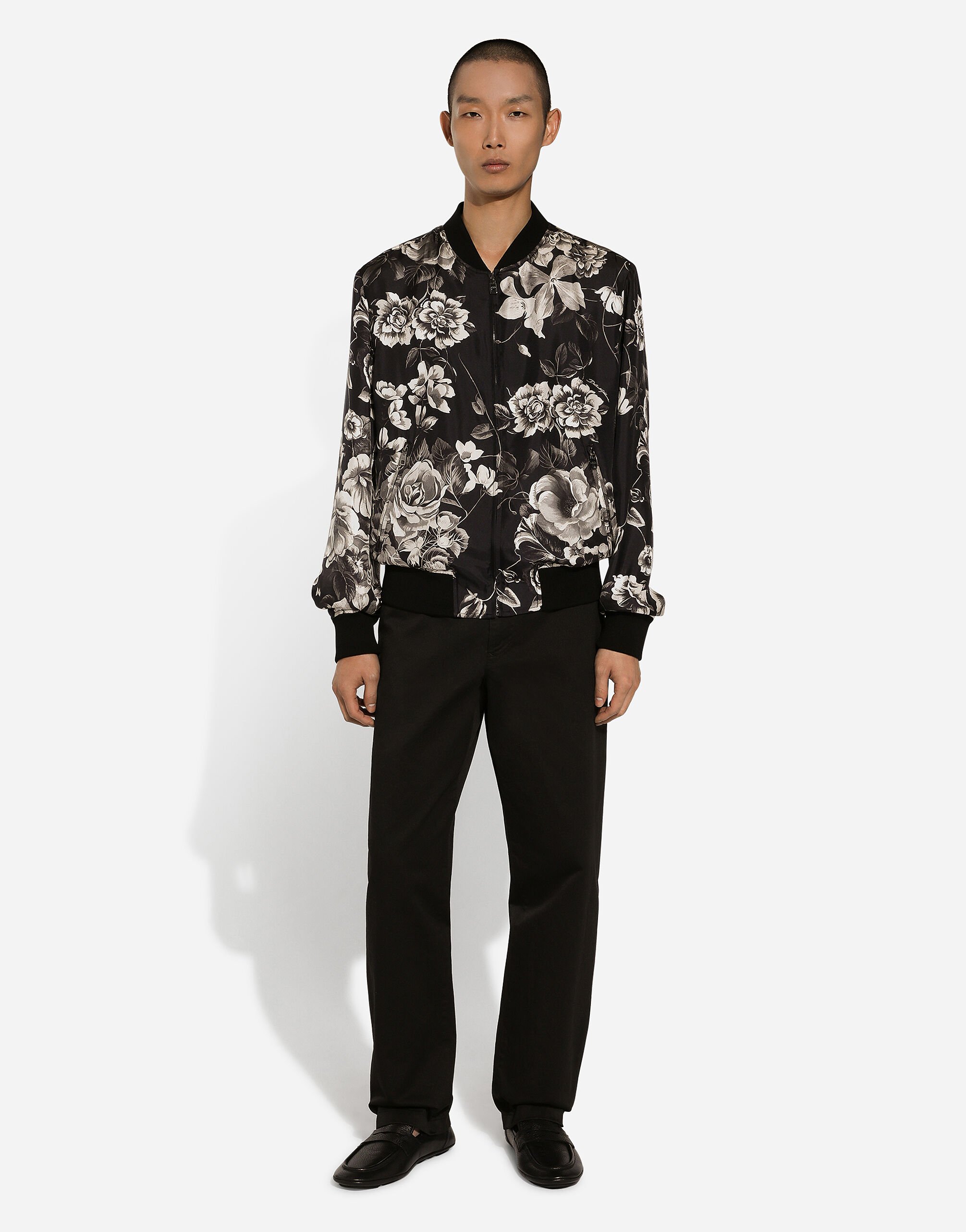 Floral silk bomber jacket sales