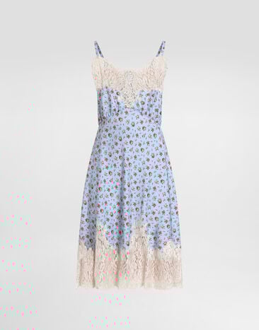 Dolce & Gabbana Small rose-print habotai dress Multicolor F60F7TIS10J