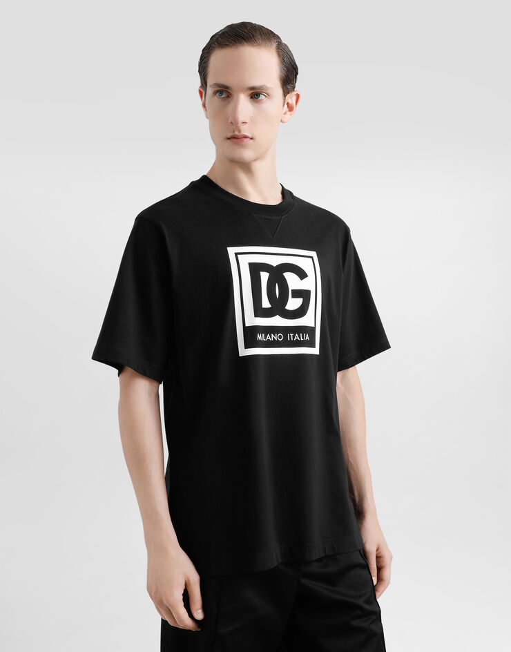 Dolce & Gabbana 로고 코튼 티셔츠 블랙 G8RZ2TG7O5V