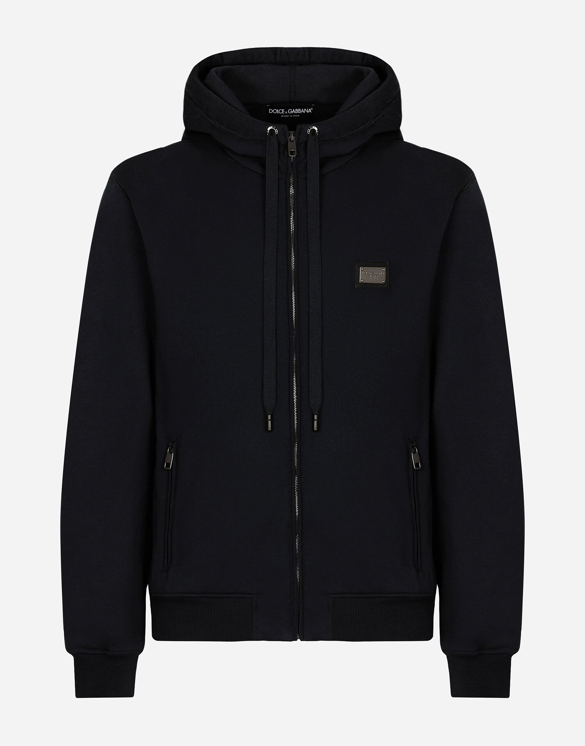 Dolce & Gabbana Cotton jersey hoodie Black M1A06TFUAD8