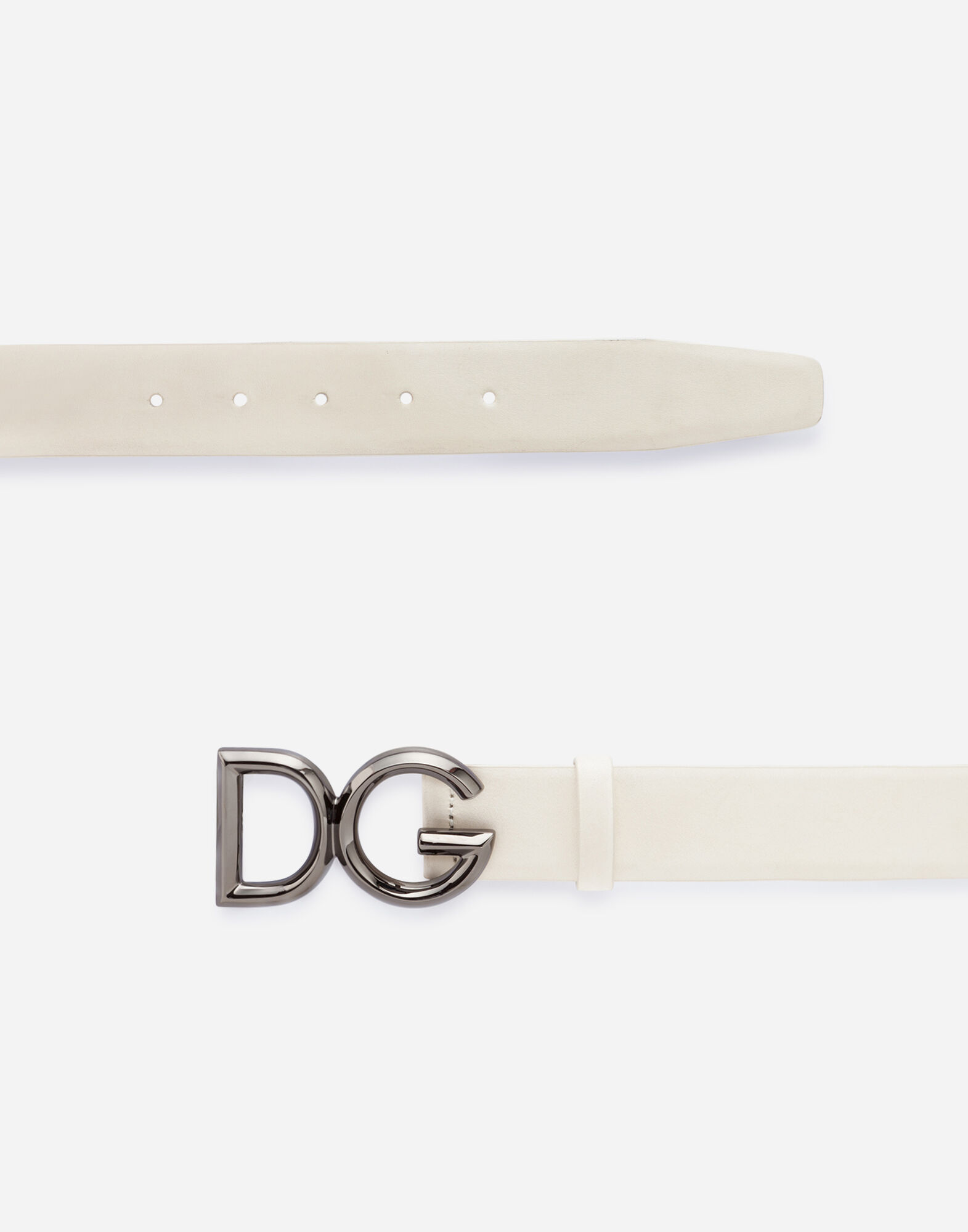 Dolce & Gabbana メンズベルト ホワイト ホワイト/ルテニウムのメンズ ベルト ヴァケッタ DGロゴ | Dolce&Gabbana®