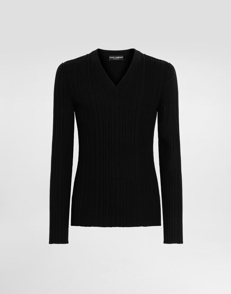 Dolce & Gabbana Wool v-neck sweater Black GX443TJAVKY