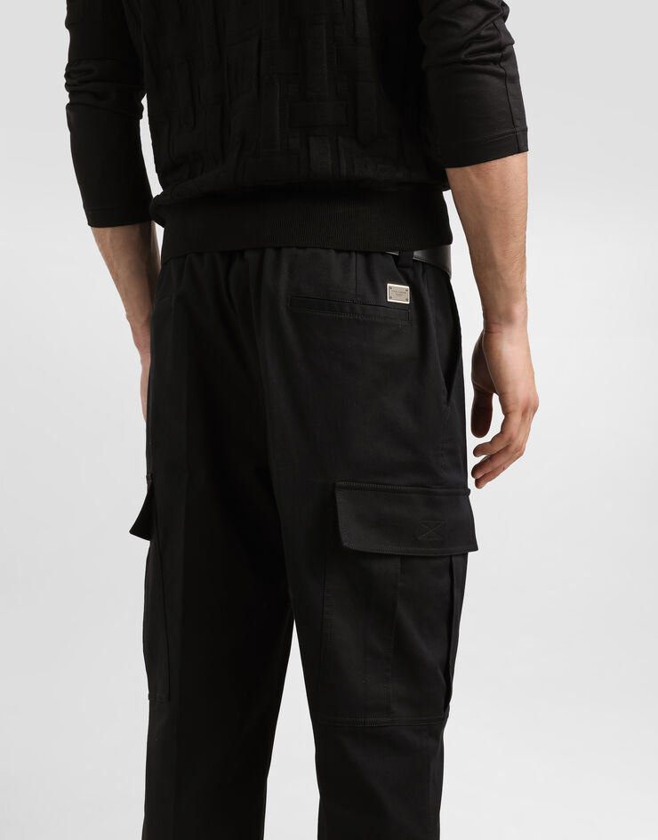Dolce & Gabbana سروال كارغو قطني أسود GP0Y1TFUFL3