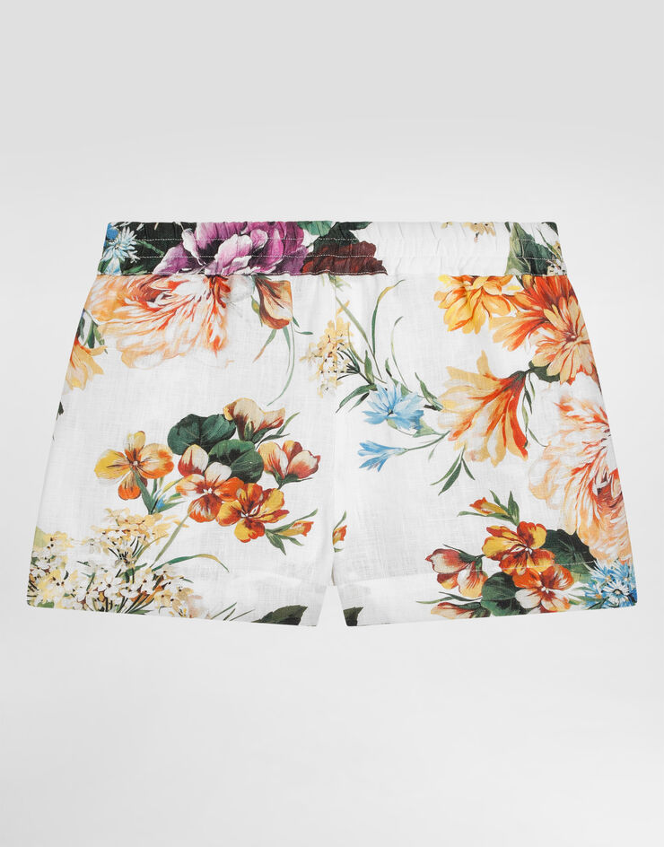 Dolce & Gabbana Pantalón corto de lino con estampado de flores Imprima L53Q44FS4HX