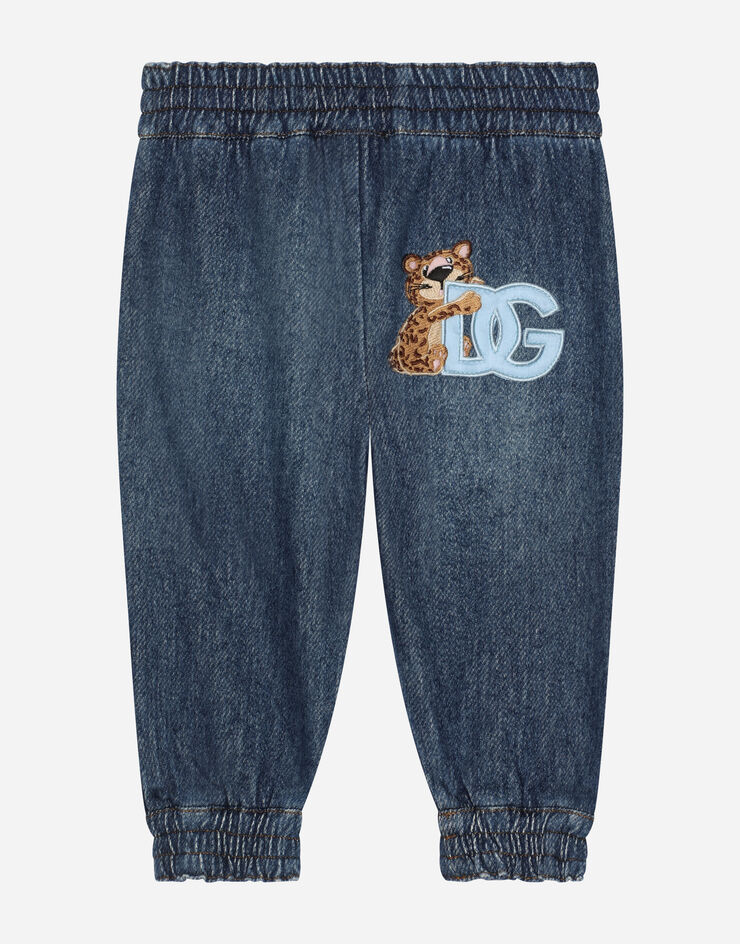 Dolce & Gabbana Pantalón de chándal en punto de denim con logotipo DG Azul L1JPGYG7HX4