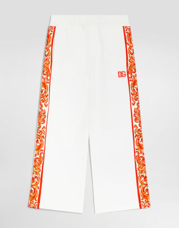 Dolce & Gabbana بنطال من قماش فليس بطبعة مايوليكا White L5JPI8G7P4K
