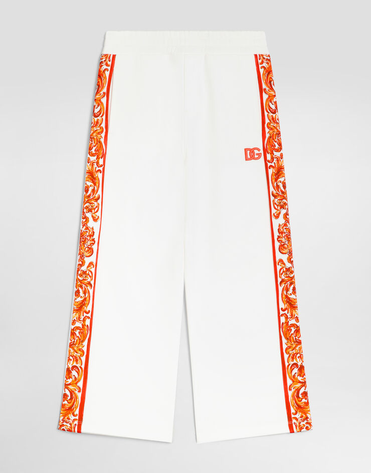 Dolce & Gabbana Majolica-print fleece trousers White L5JPI8G7P4K