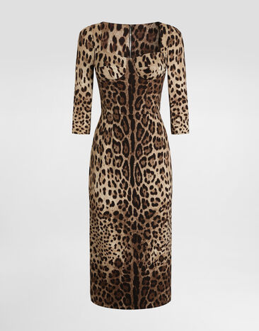 Dolce & Gabbana Vestido en charmeuse con estampado leo Imprima F6C1ETFSADD