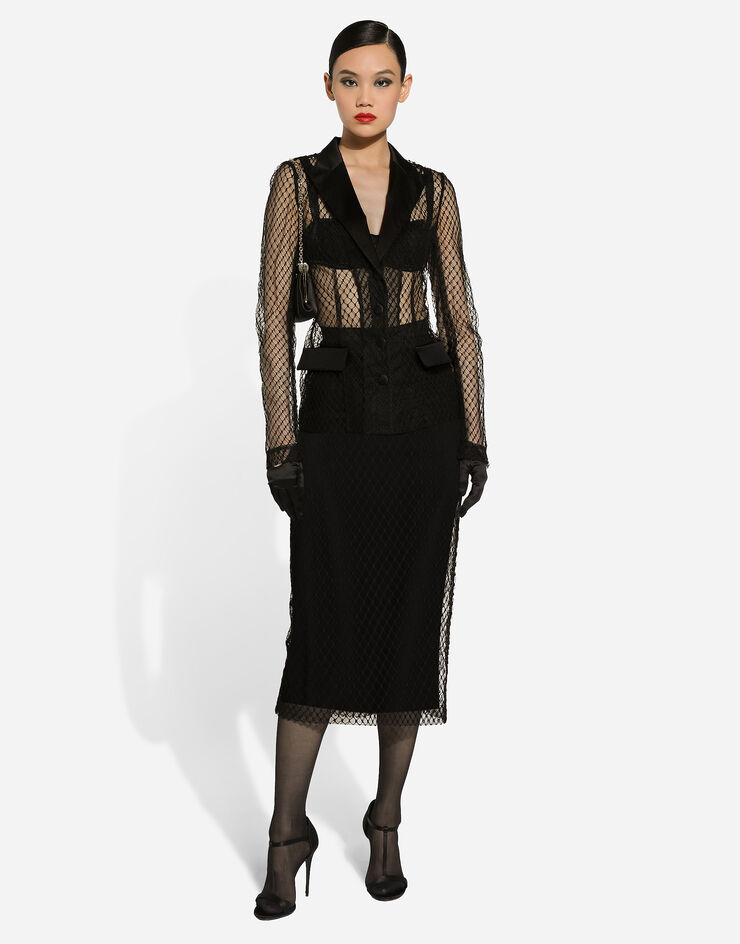 Dolce & Gabbana تنورة قلم رصاص شبكية بطول للربلة أسود F4C0CTHLM83