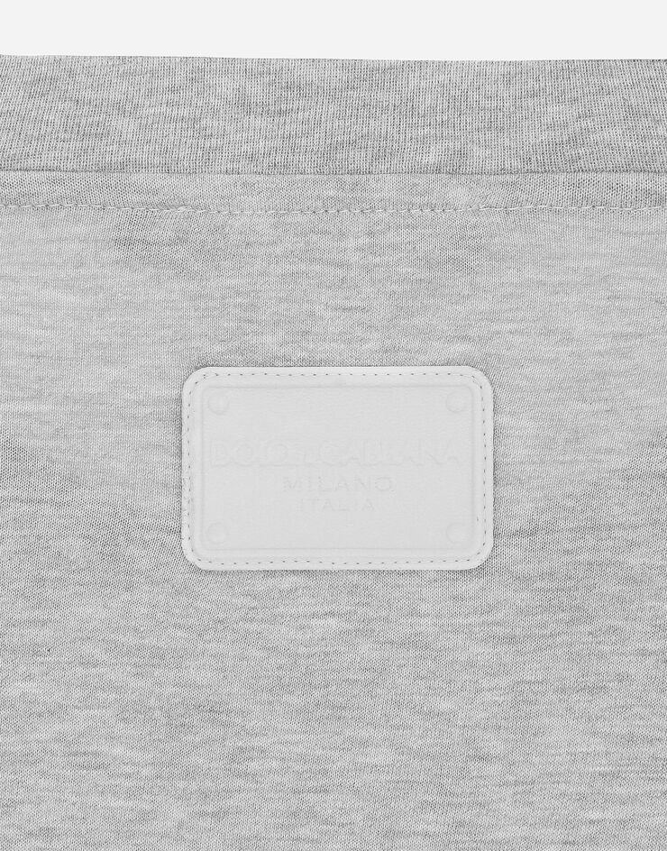 Dolce & Gabbana T-shirt manica lunga slim stampa Marina Grigio G8RK7TG7L6R