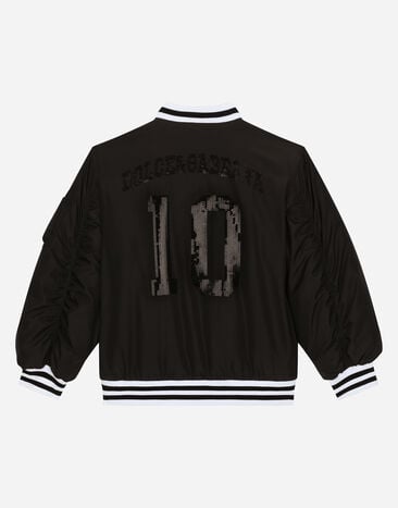 Dolce & Gabbana Nylon bomber jacket with DG logo Black L5JBP8G7L6X