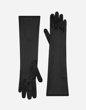 Dolce & Gabbana Short silk satin gloves Black F6JFFTMLRAB