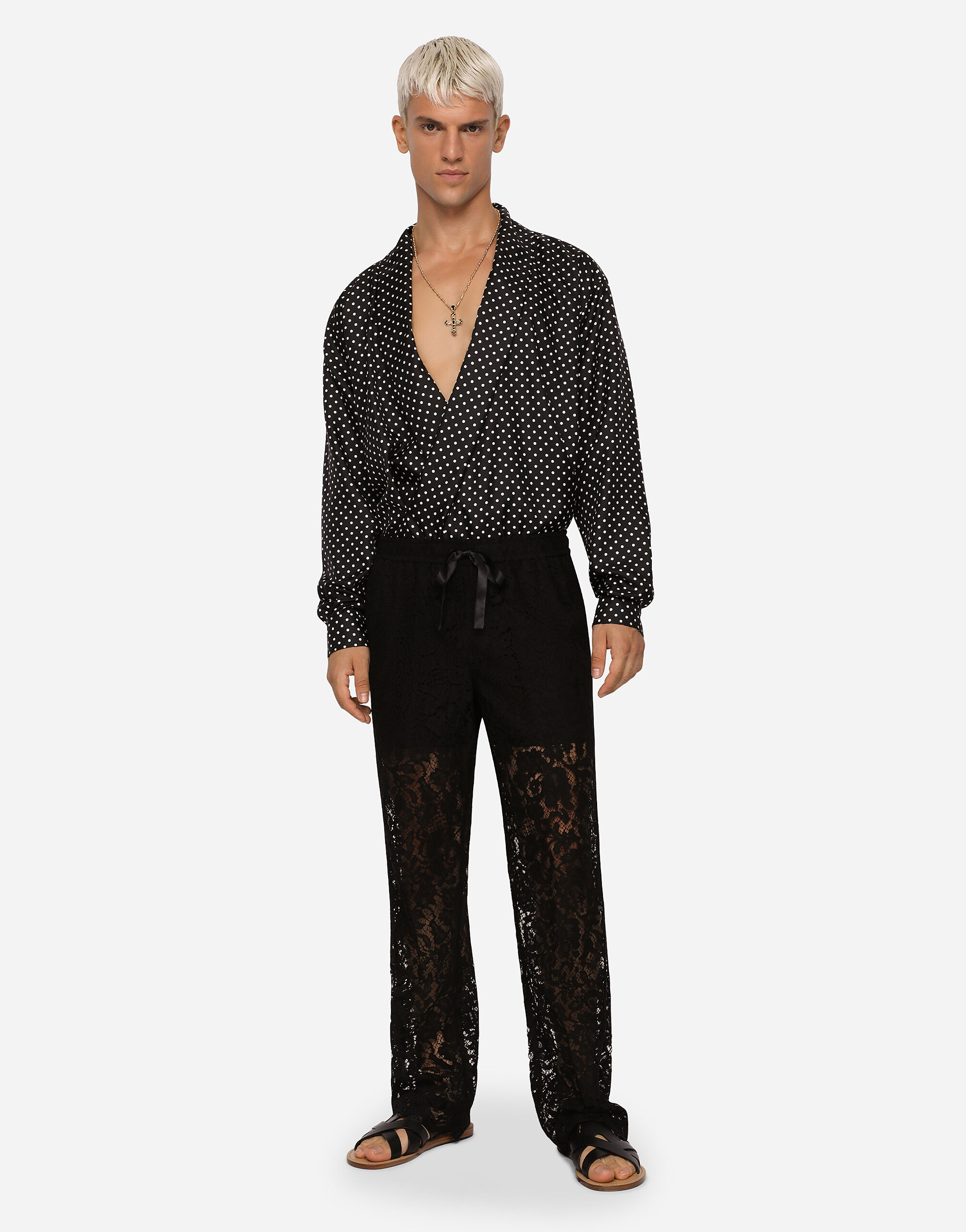 Pantalon de chandal de encaje en Negro de Hombre Dolce Gabbana