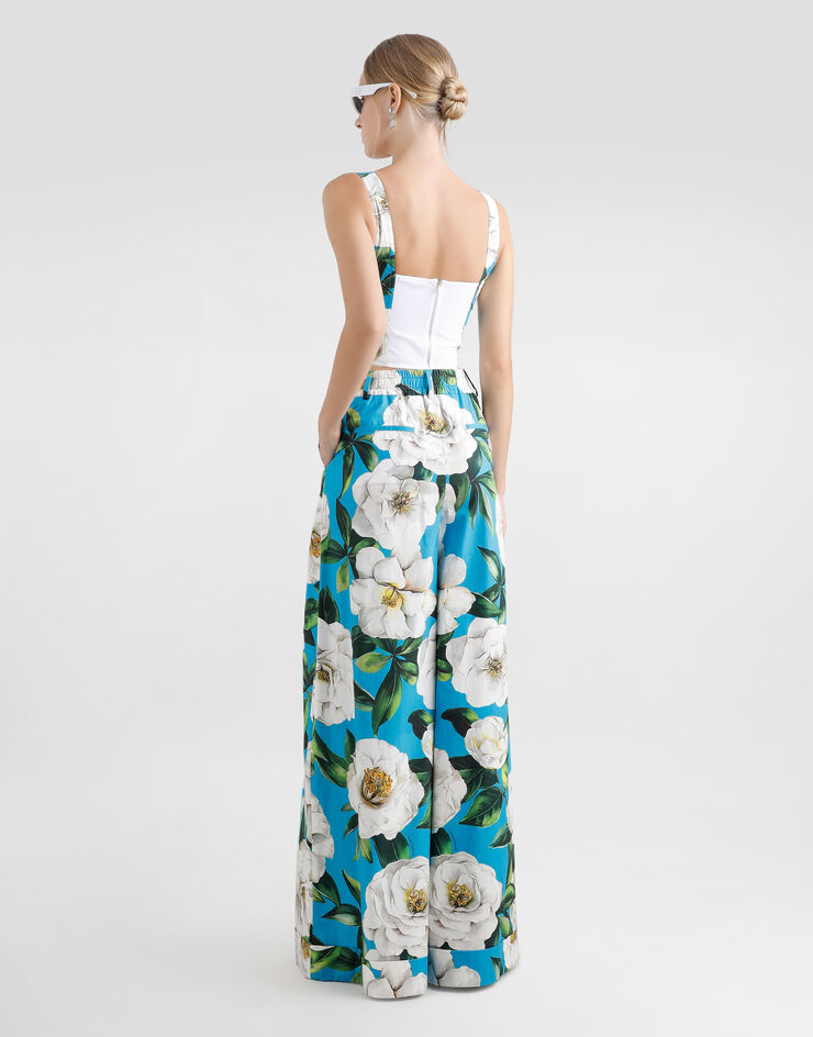 Dolce & Gabbana Cotton palazzo pants with gardenia print Print FTC9ZTHS5TJ