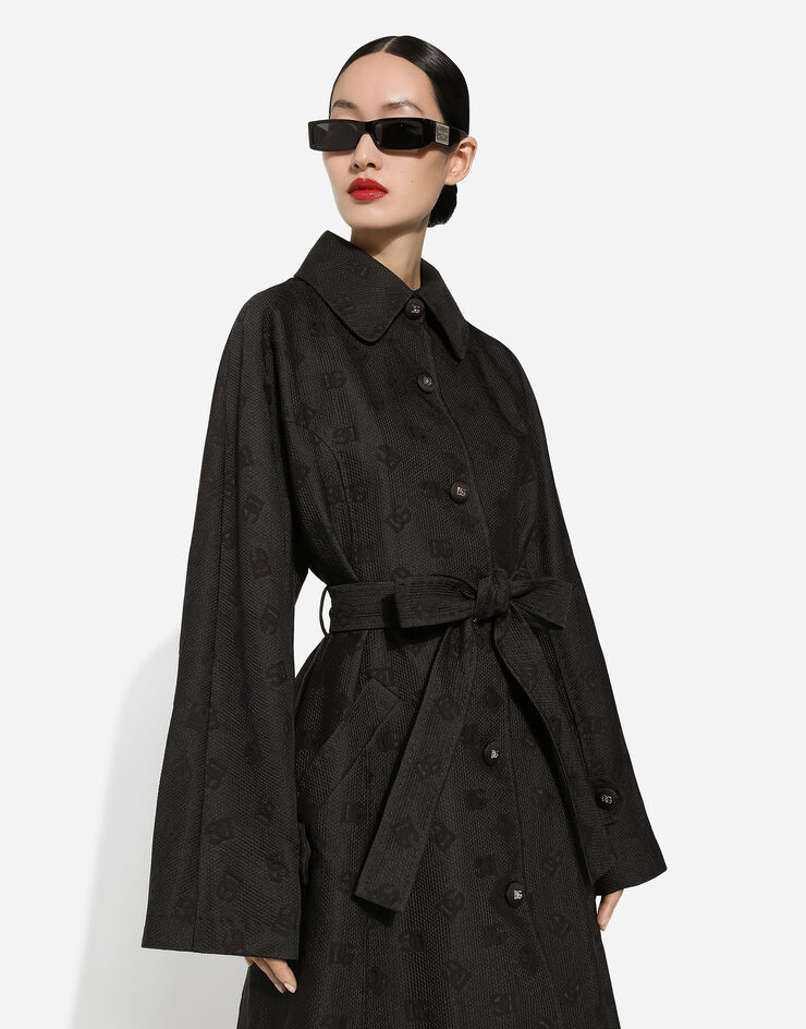 Dolce & Gabbana Quilted jacquard trench coat with DG logo Black F0C3RTHJMOW