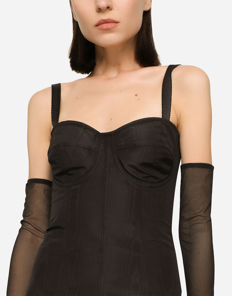Dolce & Gabbana KIM DOLCE&GABBANA Moiré faille minidress Black F6CNPTFU1CJ