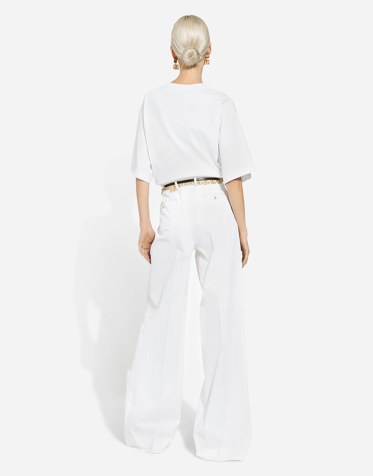 Dolce & Gabbana سروال جبردين قطني جرسي أبيض FTC0VTFUFJR