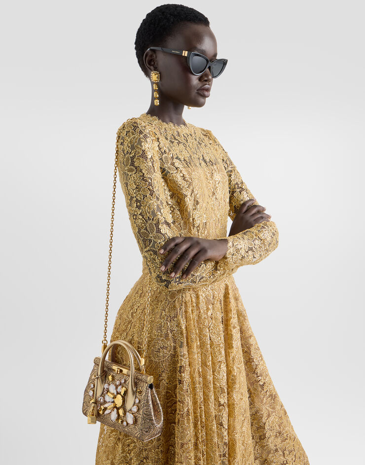 Dolce & Gabbana Day mini Marlene handbag in brocade with embroidery Gold BB7744A0849