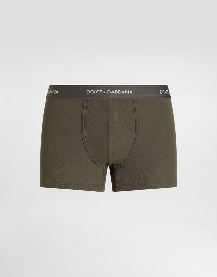 Dolce & Gabbana Boxer in cotone a costine Verde M4C13JONN96