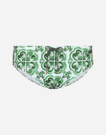 Dolce & Gabbana Bañador slip alto con estampado Maiolica Imprima M4A13TFIM4R