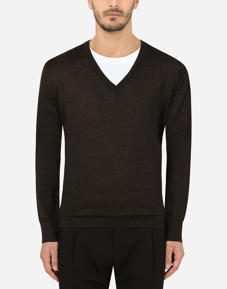 Dolce & Gabbana Cashmere v-neck sweater Grey GX413TJAWLA