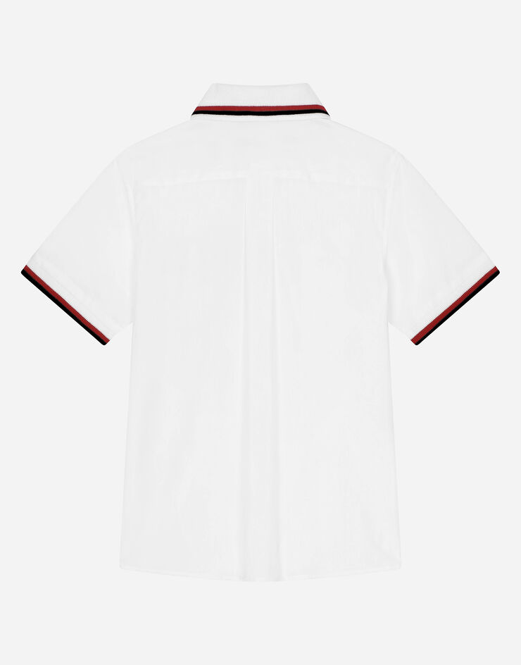 DolceGabbanaSpa Short-sleeved cotton shirt with embroidery White L43S57G7JS0