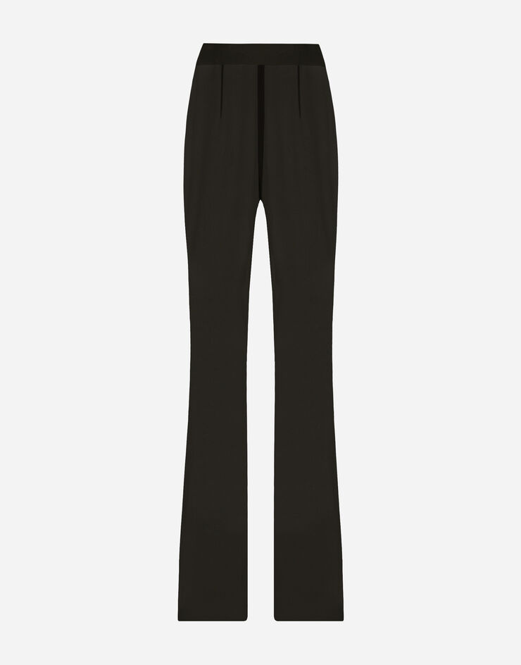 Dolce&Gabbana High-waisted flared chiffon pants Black FTCY1TFU1AT