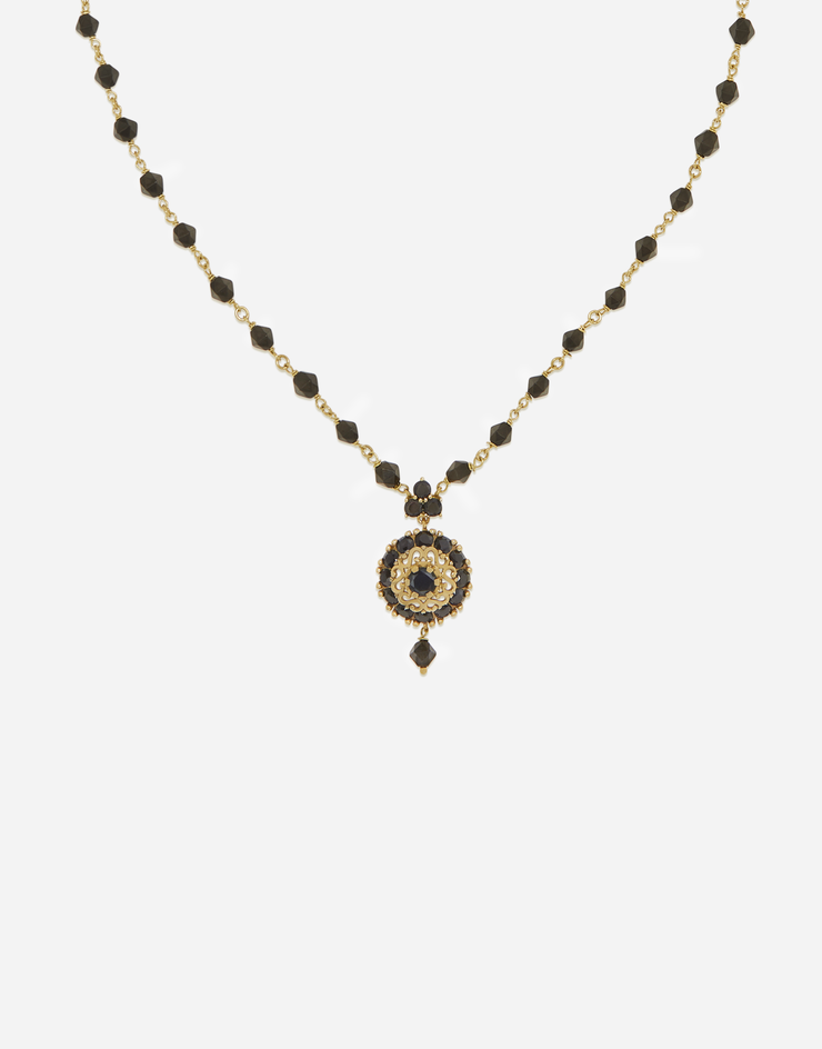 Dolce & Gabbana Collier jades noirs avec pendentif en saphirs Doré/Noir WAKS3GWSABK