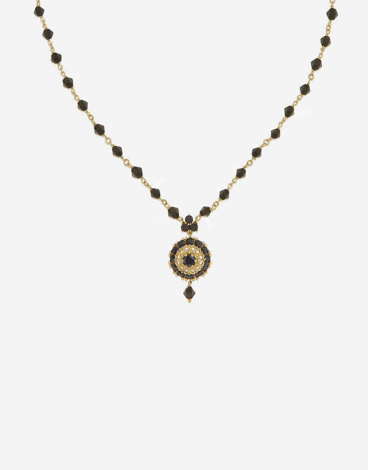Dolce & Gabbana Halskette mit anhänger aus schwarzer jade und saphiren GOLD / SCHWARZ WAKS3GWSABK