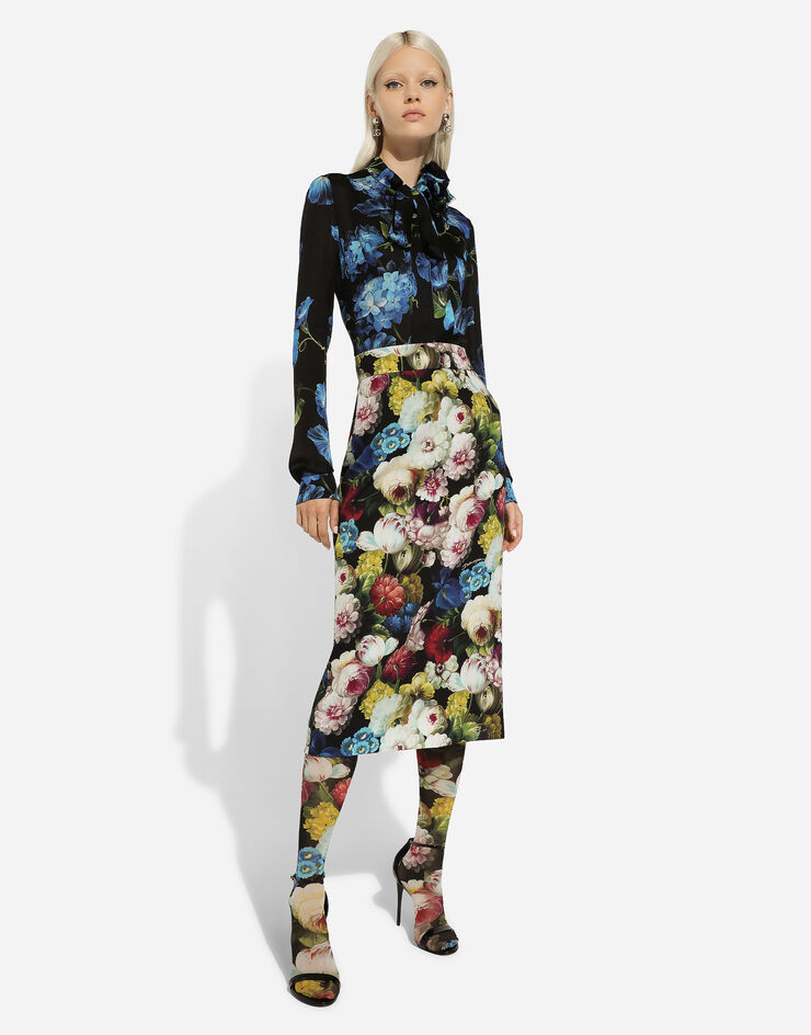 Dolce & Gabbana Chiffon shirt with bluebell print  Print F5R65TIS1SY