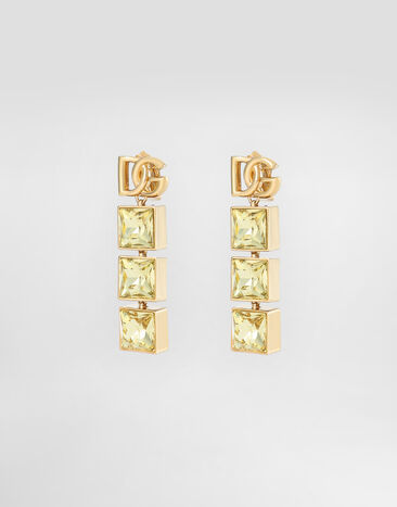 Dolce & Gabbana Drop earrings with DG logo and rhinestones Gold WER2H3W1111