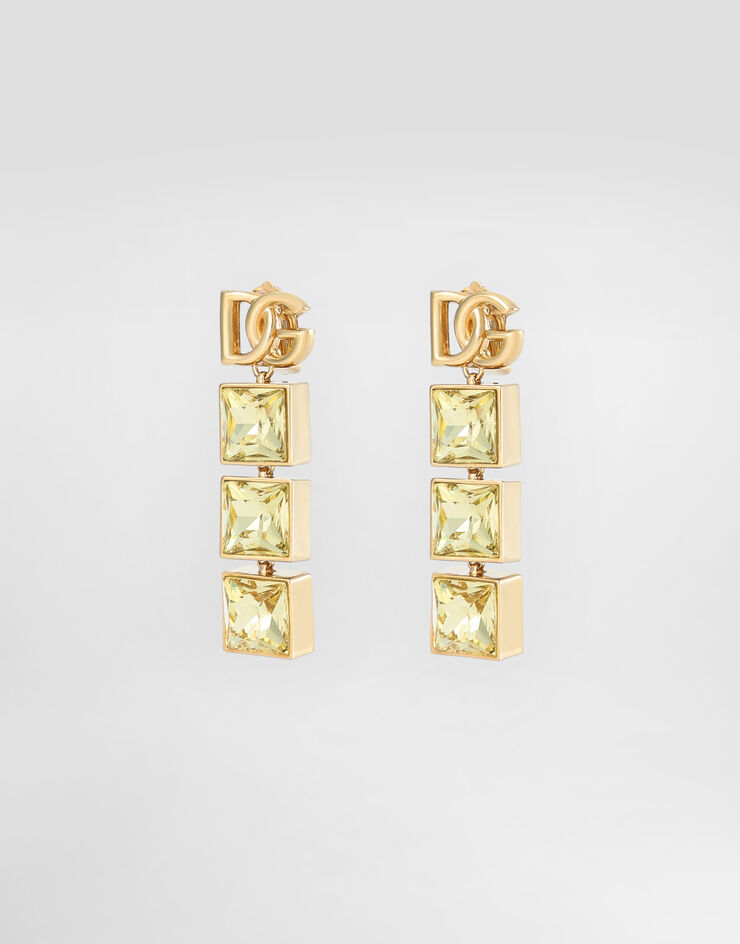 Dolce & Gabbana Длинные серьги с логотипом DG и стразами золотой WER2H3W1111