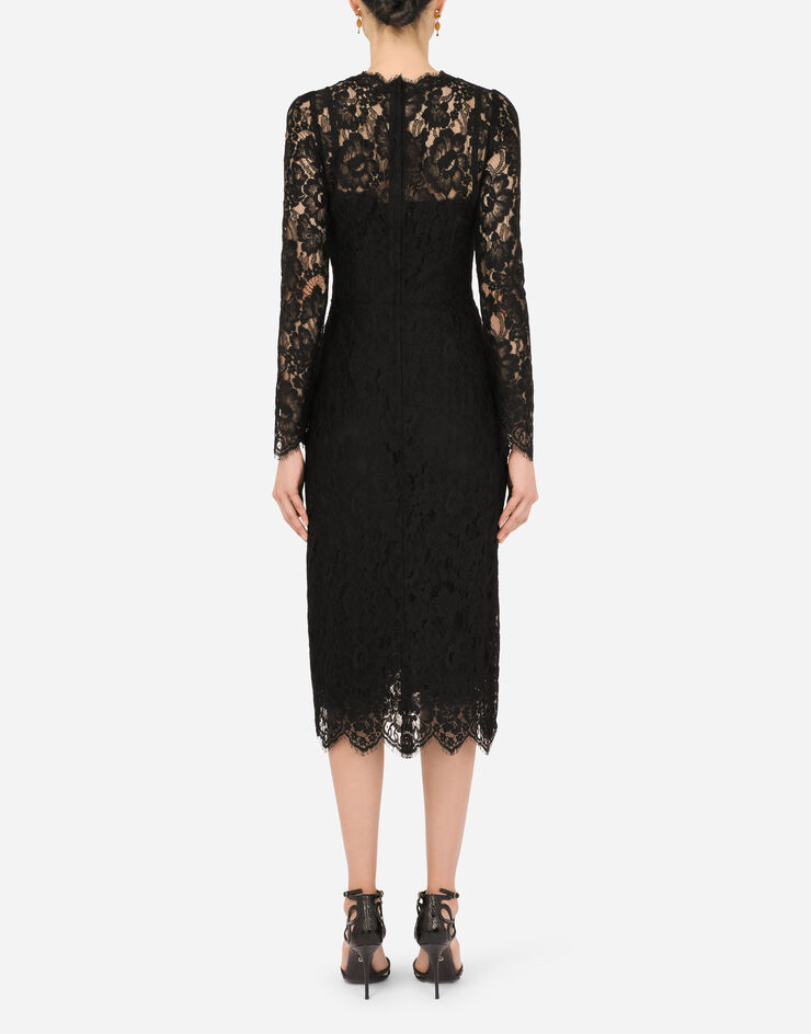 Dolce & Gabbana Galloon lace calf-length wrap dress 黑 F6G8GTFLMSC