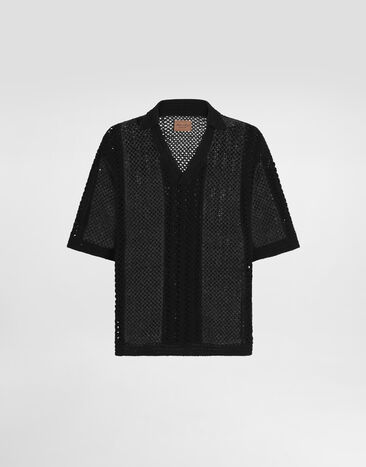 Dolce & Gabbana Short-sleeved cotton crochet polo-shirt Multicolor GXZ64TJFMMS