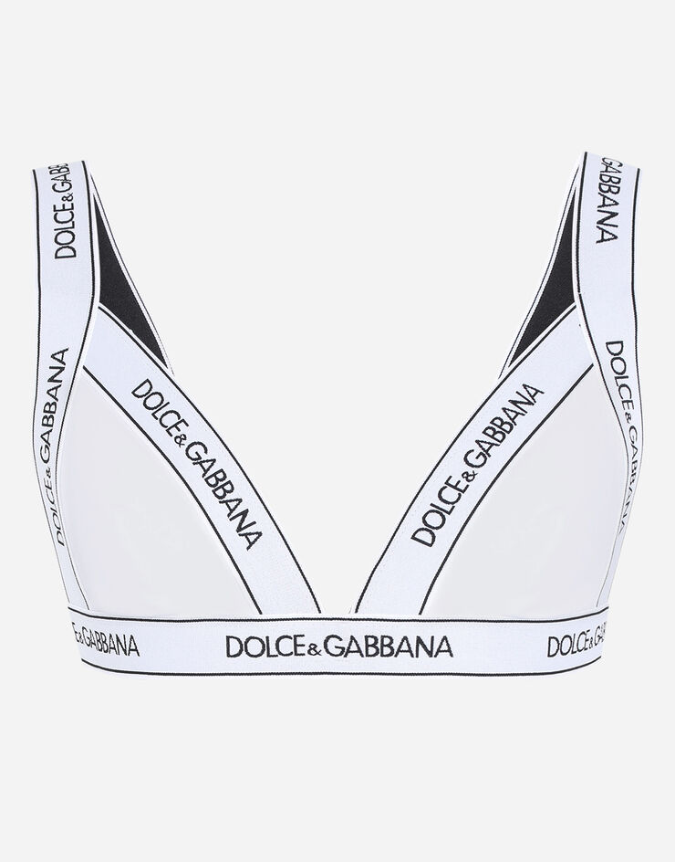 Dolce & Gabbana トライアングルブラ ジャージー ロゴエラスティックトリミング ホワイト O1B69TFUEEY