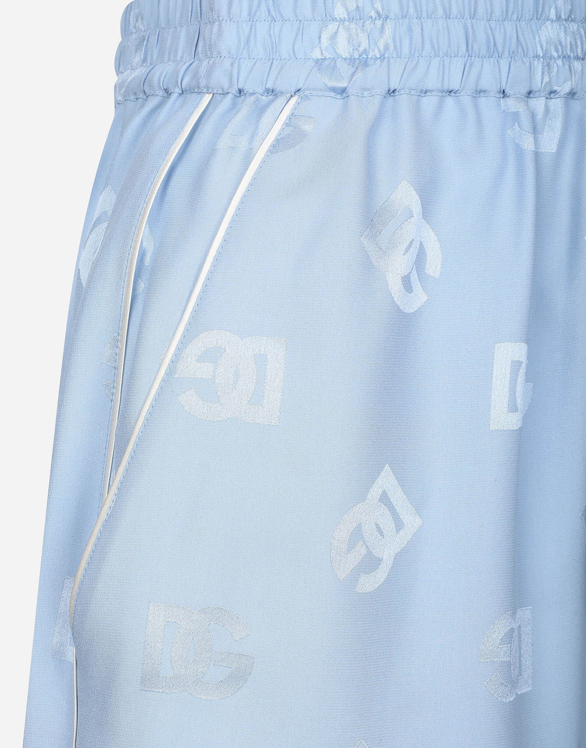 Silk satin jacquard Bermuda shorts with all-over DG logo in