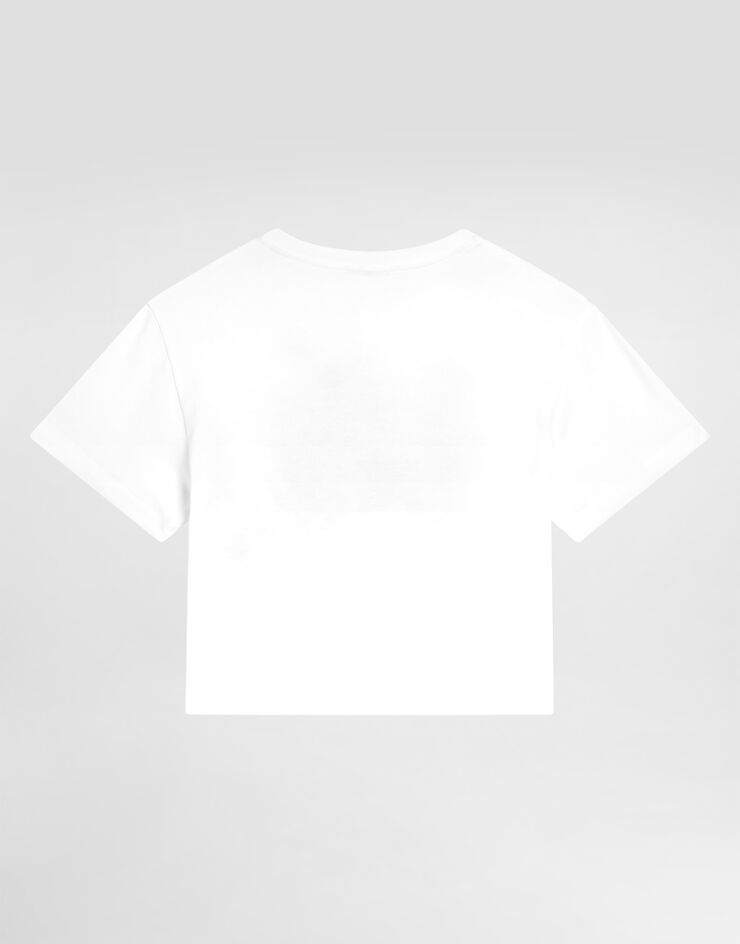 Dolce & Gabbana Camiseta de manga corta en punto con estampado de flores Blanco L5JTNLG7PHR