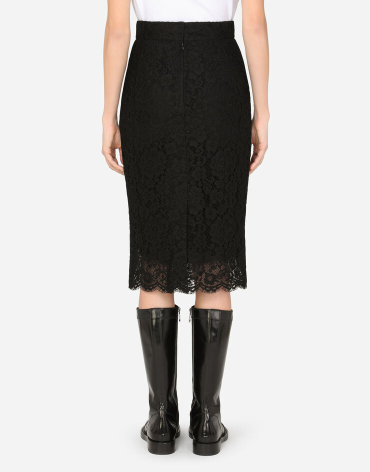 Dolce & Gabbana Falda de tubo longuette de encaje Negro F4BSQTHLMCK