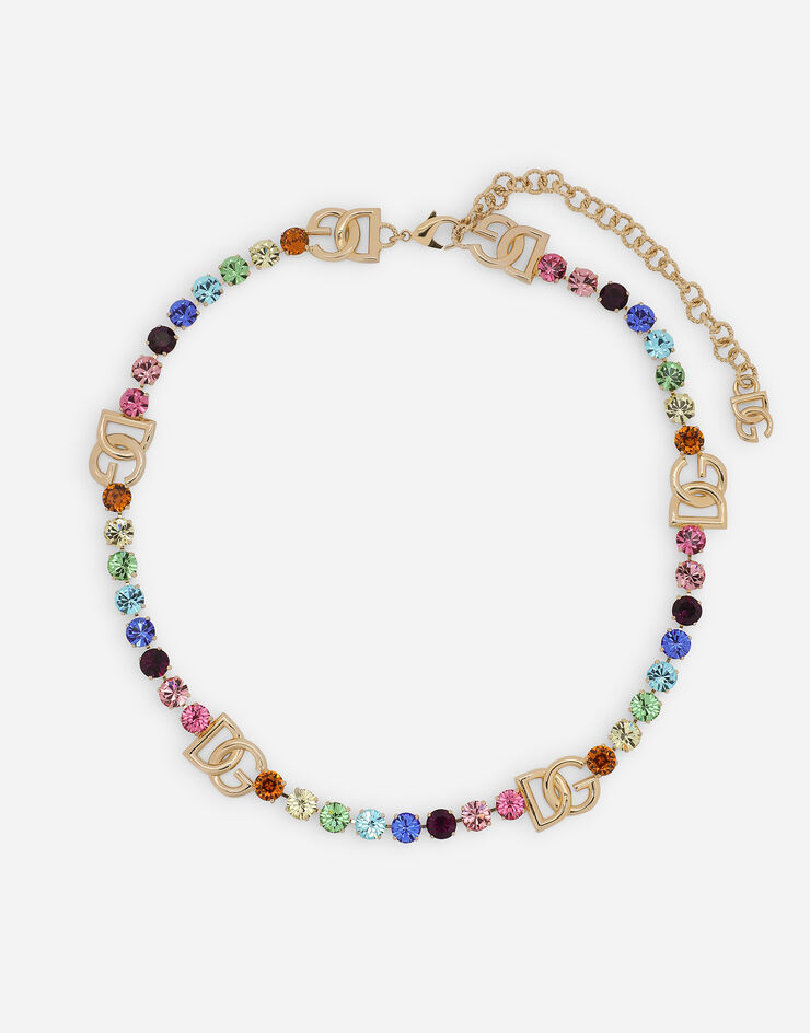 Dolce & Gabbana Belt with colorful rhinestones and DG logo Multicolor WLO6C1W1111
