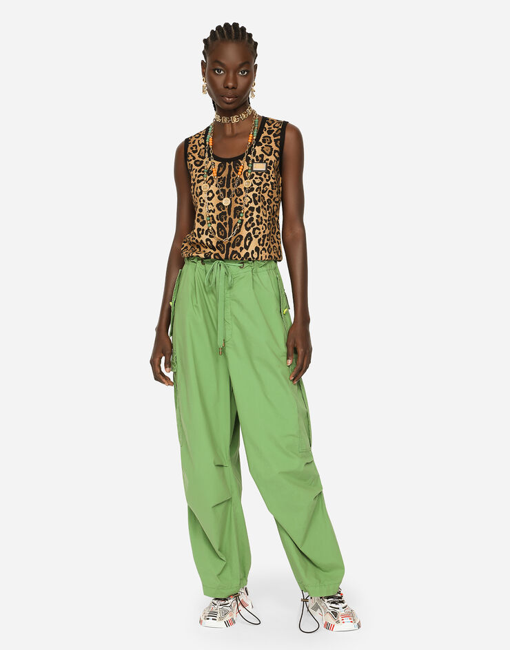 Dolce & Gabbana Leopard-print jersey tank top Multicolor I8ABVWG7BPW