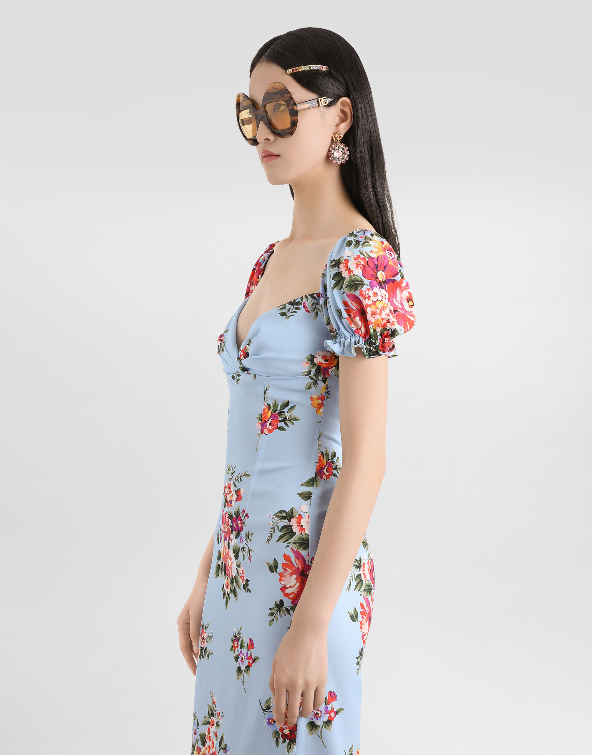 Flower bouquet-print dress in Multicolor for Women | Dolce&Gabbana®