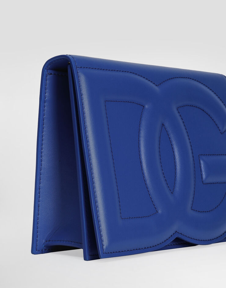 Dolce & Gabbana Umhängetasche DG Logo Bag aus Kalbsleder Blau BB7287AW576