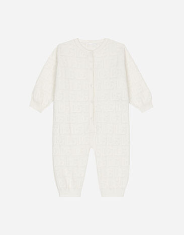 Dolce & Gabbana Long-sleeved jacquard knit onesie White L0EGG2FU1L6